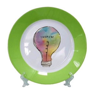 Тарелка керамическая с светло-зелёным ободком 
